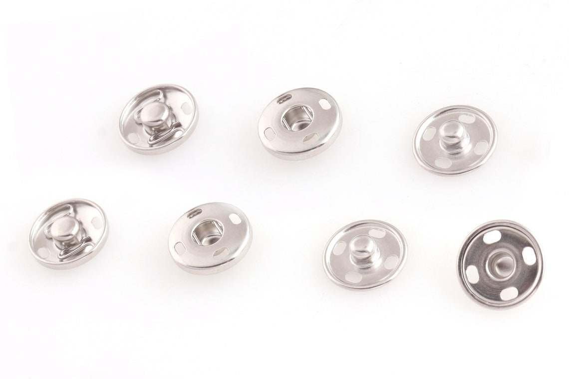 Round Sewon Snap Button Silver Poppers Snap Fasteners Press Etsy