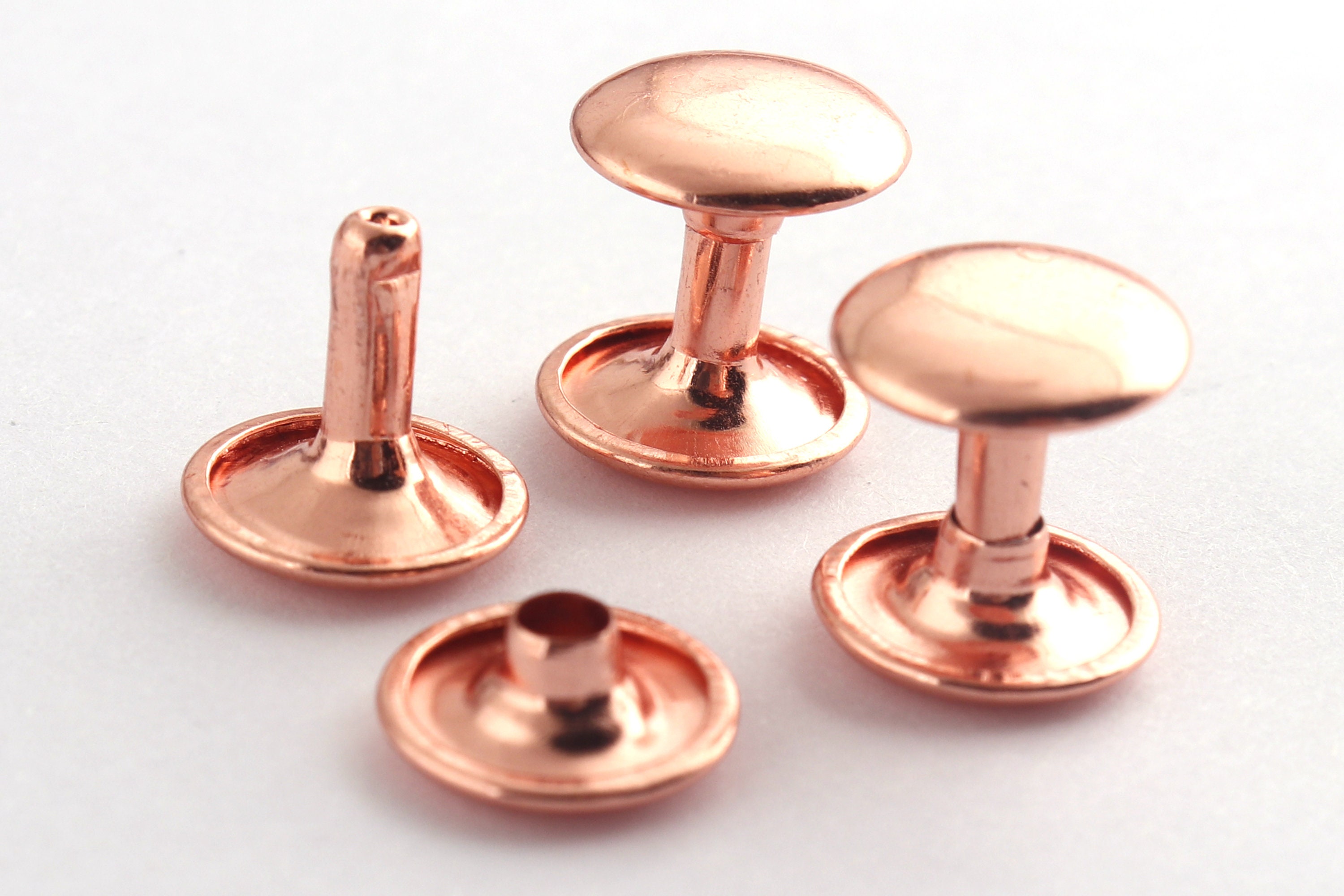 Rose Gold Rivet Double Caps Rivet Jewelry Rapid Rivet Round Etsy