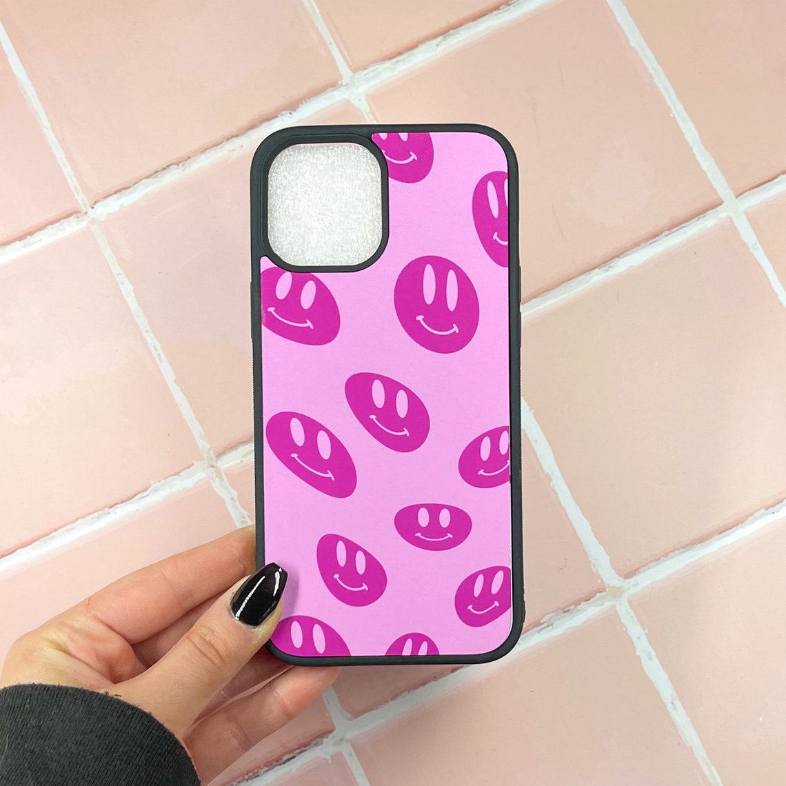 Pink Smiley Faces Phone Case Etsy