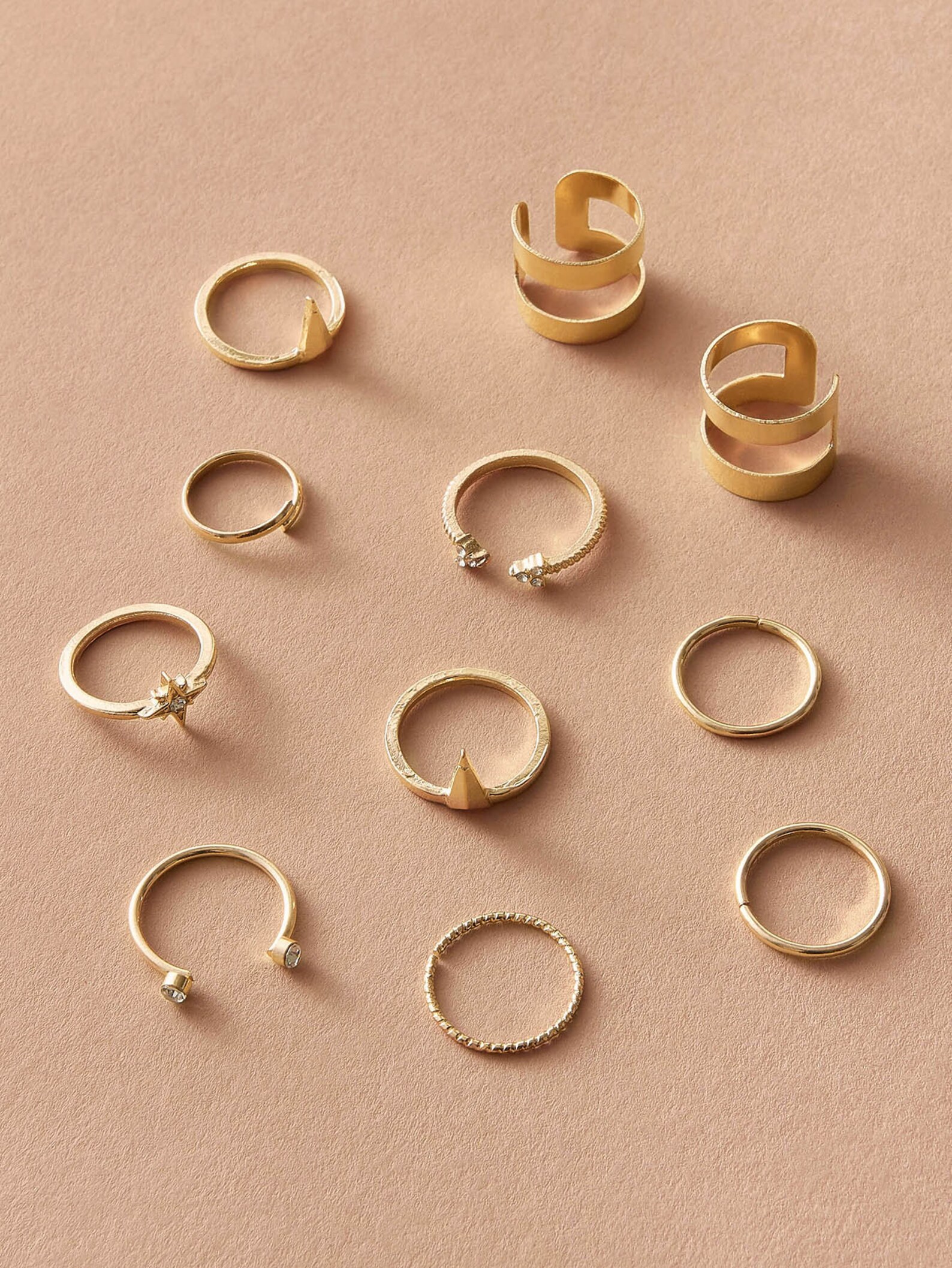 11 Piece Gold Ring Set Layered Rings Stackable Rings Gold Etsy UK
