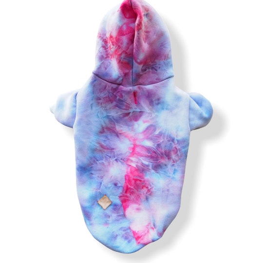 Pale Red Blue Dog Hoodie, Dog Clothes