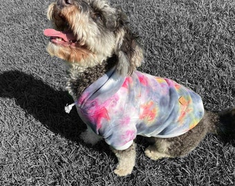 Black Pink Dog Hoodie, Dog Clothes, Dog Sweatshirt, Dog Jacket, Dog Coat, Dog Fashion, Cool Dog Fashion, Puppy, Tie Dye, Small Dog Coat