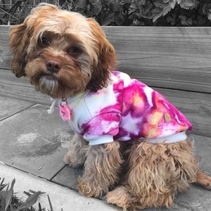 Pink Dog Hoodie, Dog Clothes, Dog Sweatshirt, Dog Jacket, Dog Coat, Dog Fashion, Cool Dog Fashion, Puppy Clothes, Tie Dye, Small Dog Coat