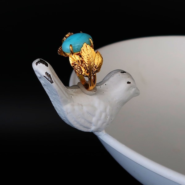 Ring vregoldet edelstahl mit blau Quarz