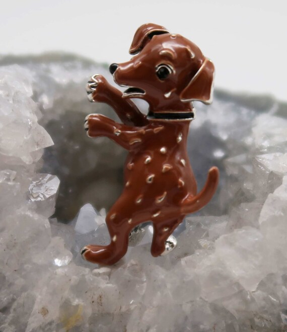 Brown Dog Brooch Vintage 14K Gold Enamel Sloan & Co. Irish Terrier Dog Brooch  main image 4