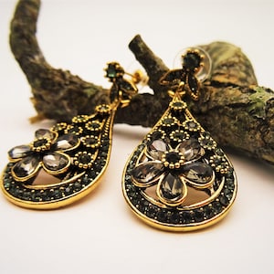 Earrings Earrings Baroque Gothic Crystals Gilded