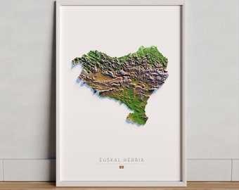 Euskal Herria. Colored relief map.