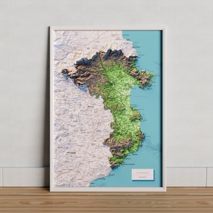 De Empordà. Topografische kaart. Blauwe versie.