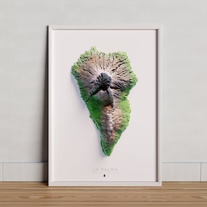 Île de La Palma. Carte en relief couleur.