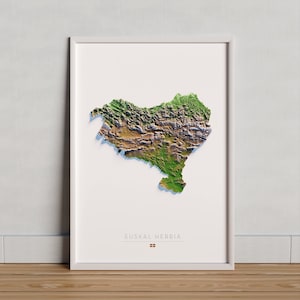Euskal Herria. Carte en relief couleur.