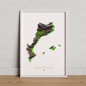 Pays catalans. Carte en relief couleur.