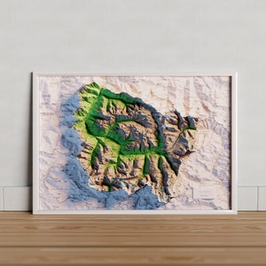 Aran Vallei. Topografische kaart in kleur.