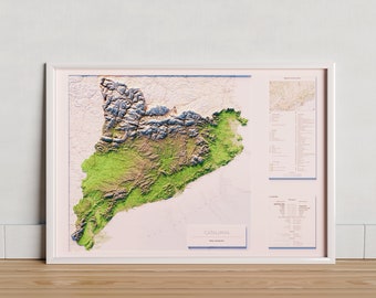 Colored topographic map of Catalonia.