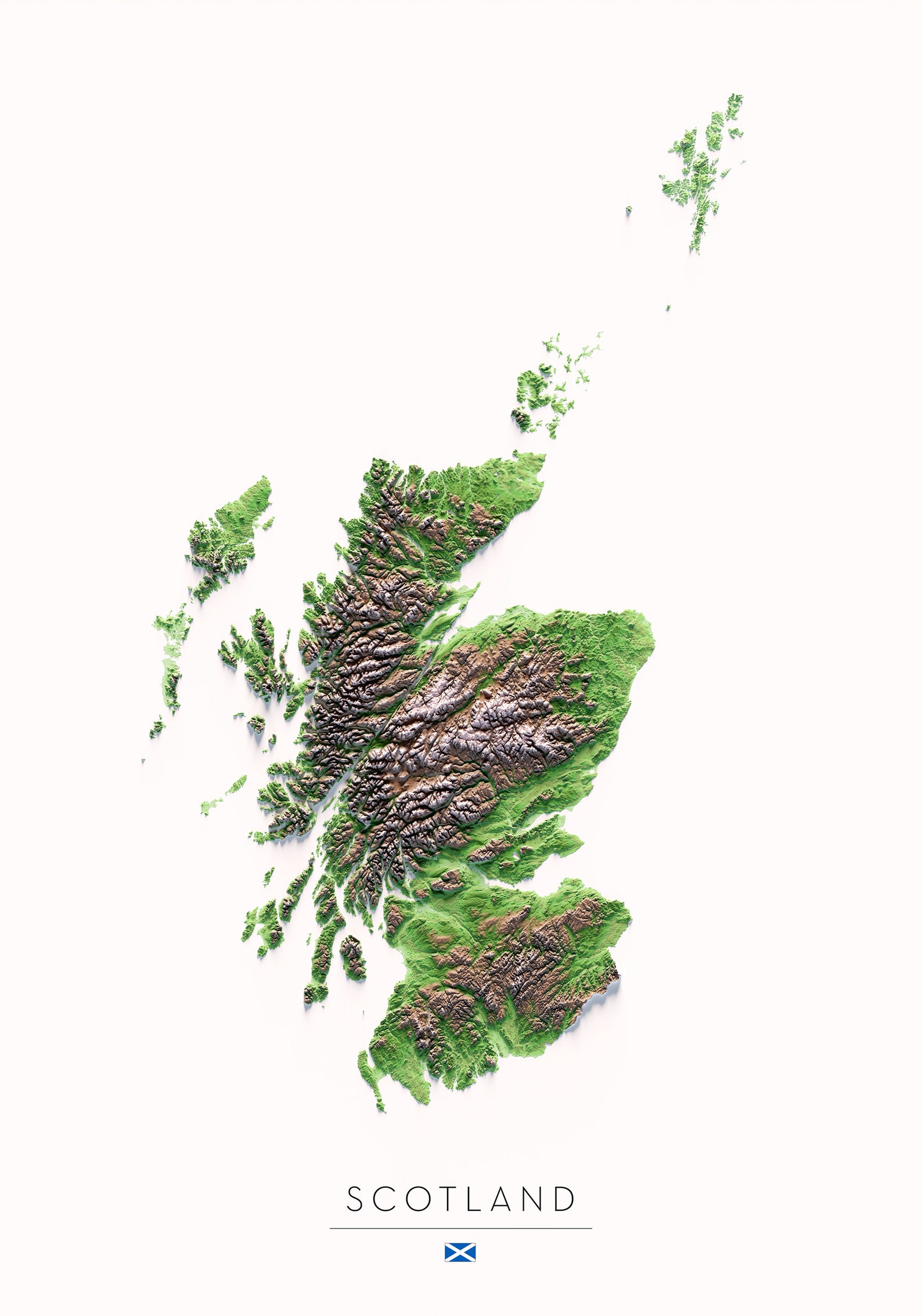 Colored Relief Map of Scotland. - Etsy