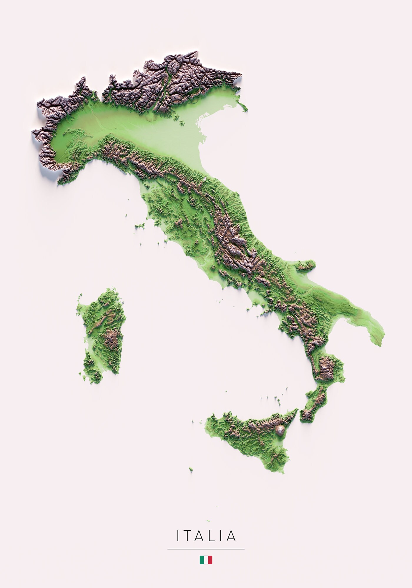 Colored Relief Map Of Italy Etsy Il Fullxfull.3298163884 38xm