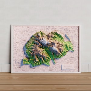 Montseny. Carte topographique en couleur.
