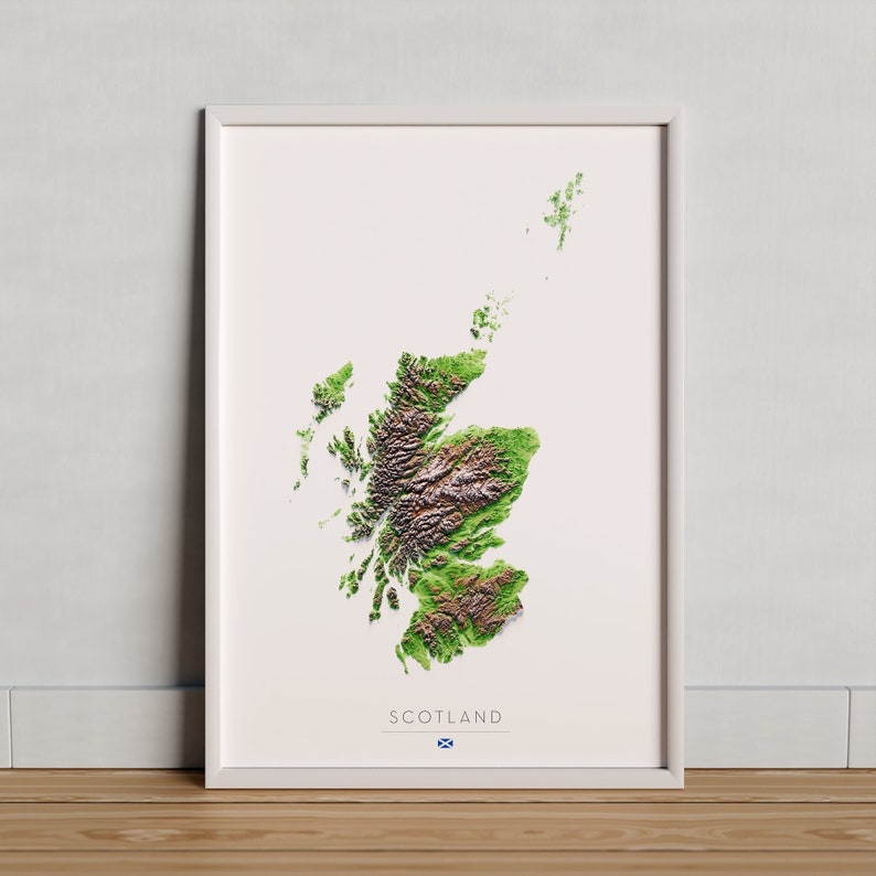 Colored Relief Map of Scotland. - Etsy