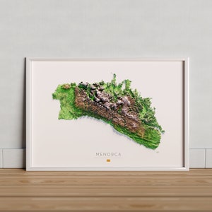 Colored relief map of Menorca.