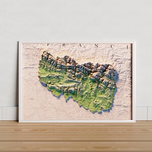 Huesca-Pyrenäen. Farbige topografische Karte.
