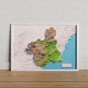 Region of Murcia. Topografische Karte in Farbe.