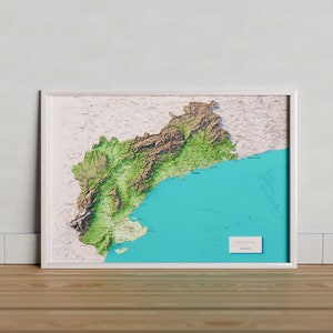 Provincie Tarragona. Topografische kaart in kleur.