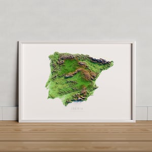 Iberia. Farbige Reliefkarte.