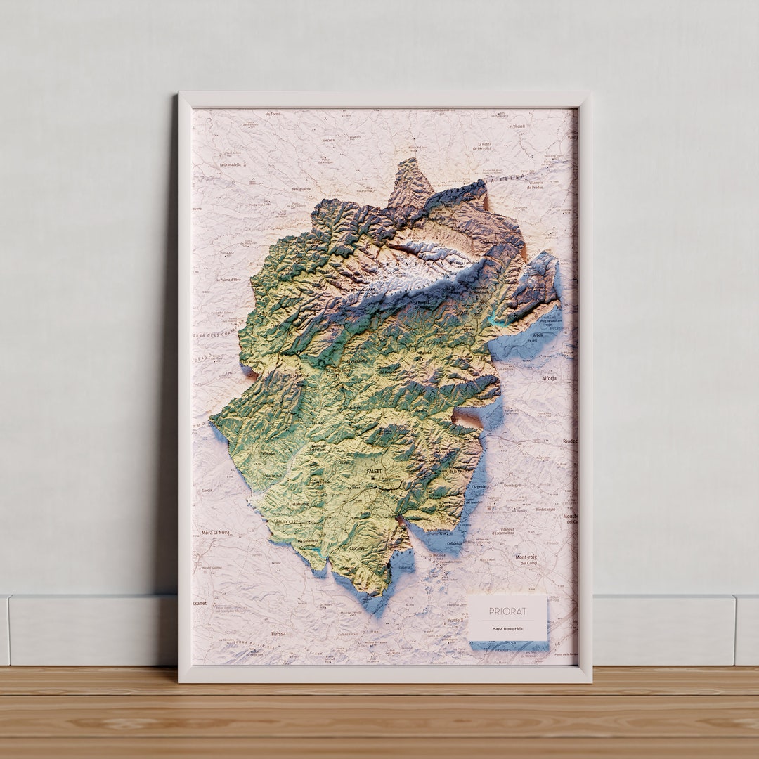 Colored Topographic Map of El Priorat Smooth Color Version. - Etsy