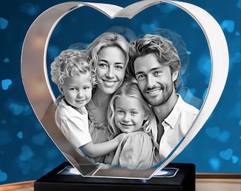 Personalized 3D Photo Crystal Heart: Family Keepsake