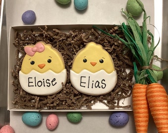 Personalized Easter Chick Cookies