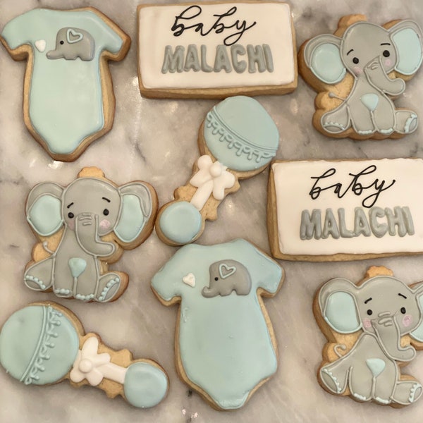 Elephant Baby Shower Cookies Etsy