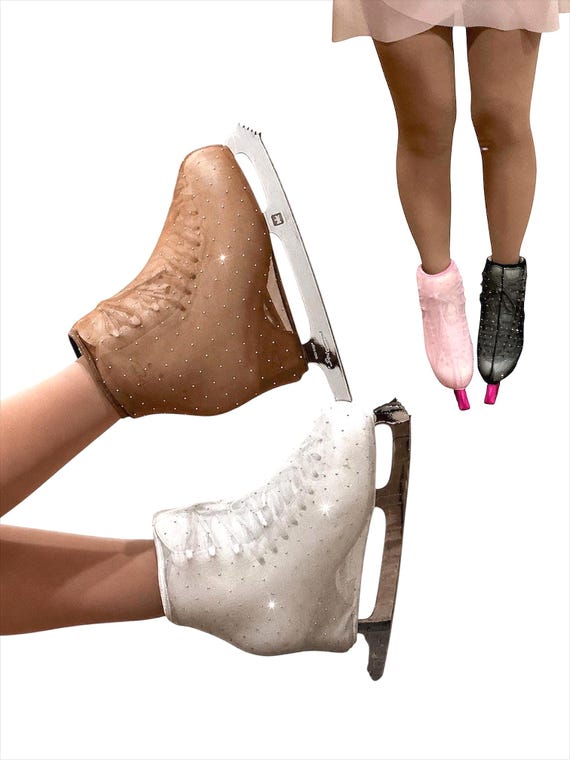 Ice Skate Sparkly Mesh Boot Covers | Tan / White /Pink /Black | Size S/M/L