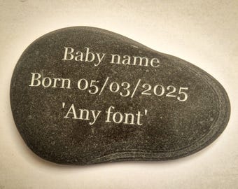 Personalized Engraved Beach Pebble: Memorial Stone, Christening Gift