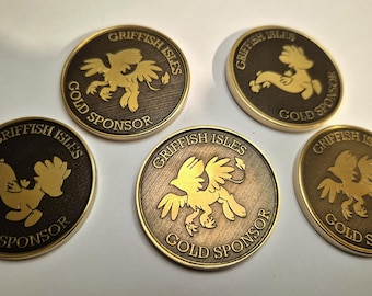 Custom Engraved Brass Coin – Etched brass in 3d relief for birthdays, retirements or celebrations