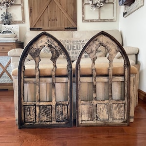 Distressed Very Rustic Modern Farmhouse French Country Gothic Cathedral Arch Wood Wall Decor
