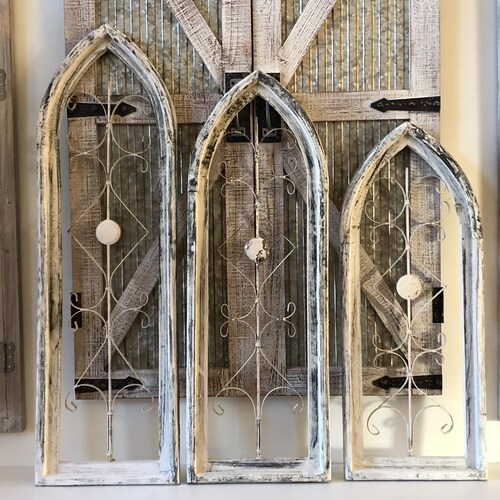 Rustic Farmhouse Cathedral Arch Wood Wall Decor Etsy