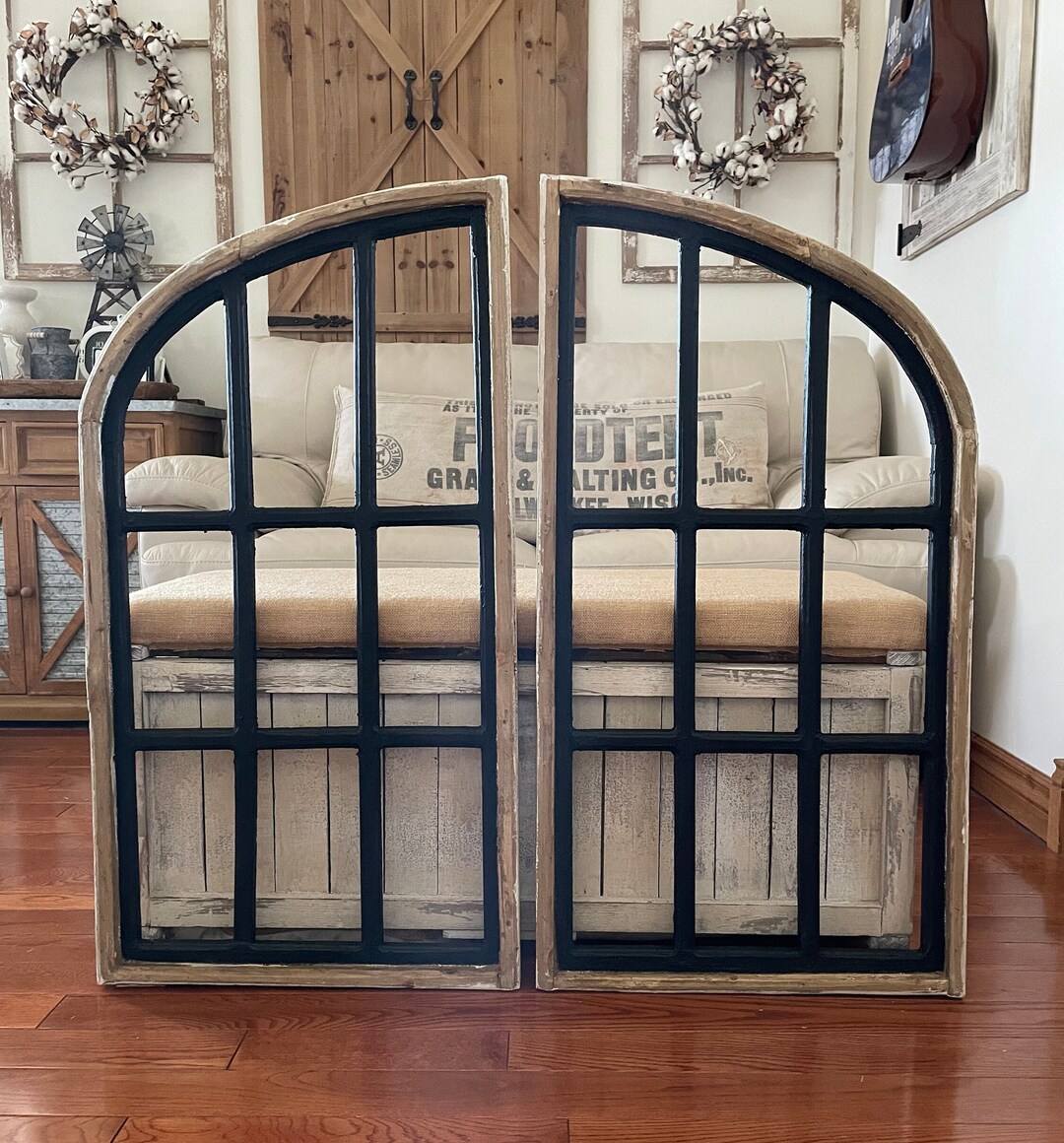 Large Rustic Farmhouse Cathedral Arch Wood Wall Decor Set of Two Etsy