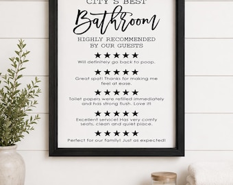 City's Best Bathroom Sign | Customize Colour | Funny Bathroom Decor | Farmhouse Bathroom Sign | Rustic Bathroom Wall Decor | Canvas Sign