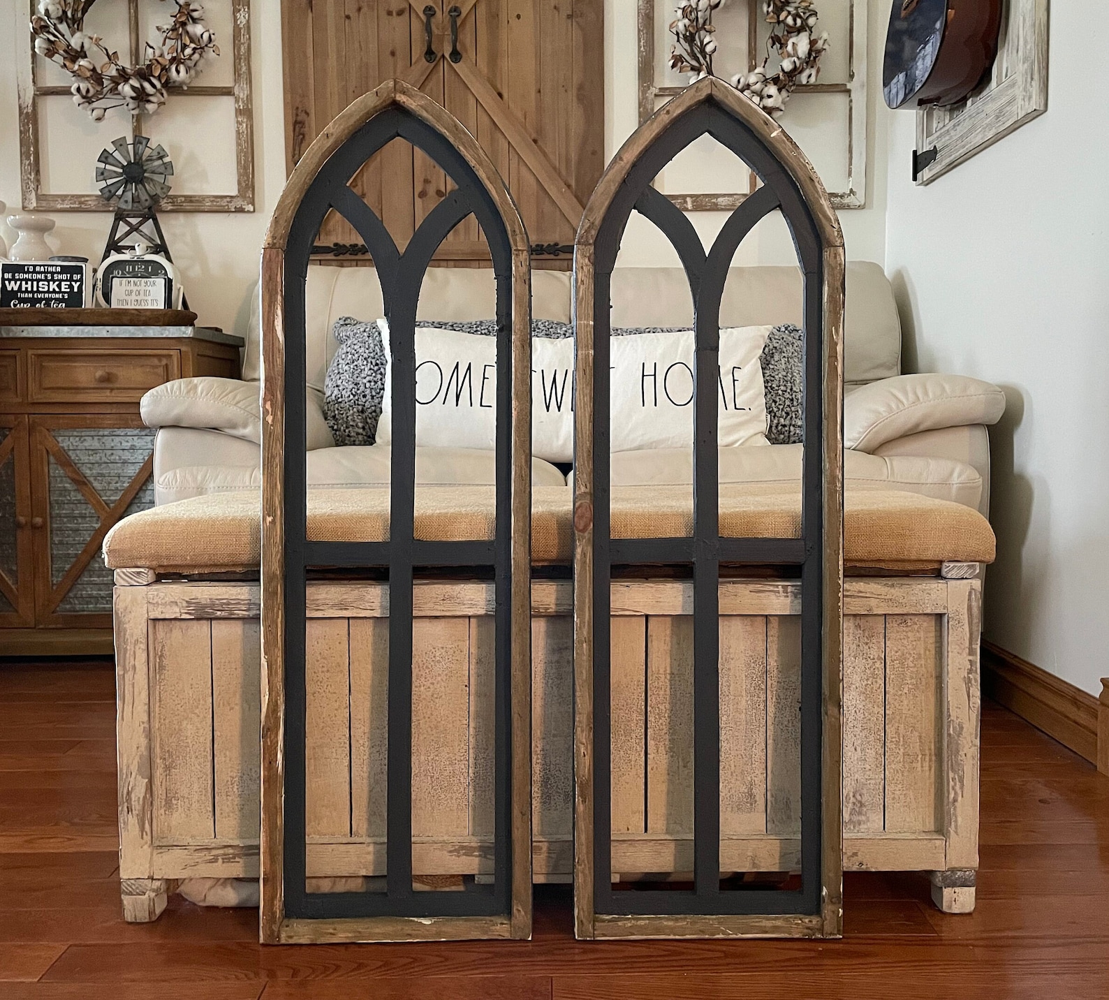 Large Rustic Farmhouse Cathedral Arch Wood Wall Decor Etsy
