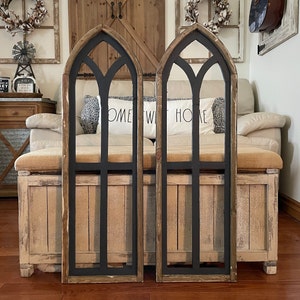 Large Rustic Farmhouse Cathedral Arch Wood Wall Decor