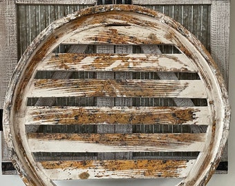 Distressed Rustic Farmhouse, Coastal, Beachy, Farmhouse Round Shutter Wall Decor