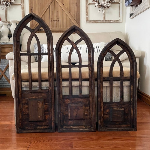 Rustic Farmhouse Cathedral Arch Wood Wall Decor Etsy