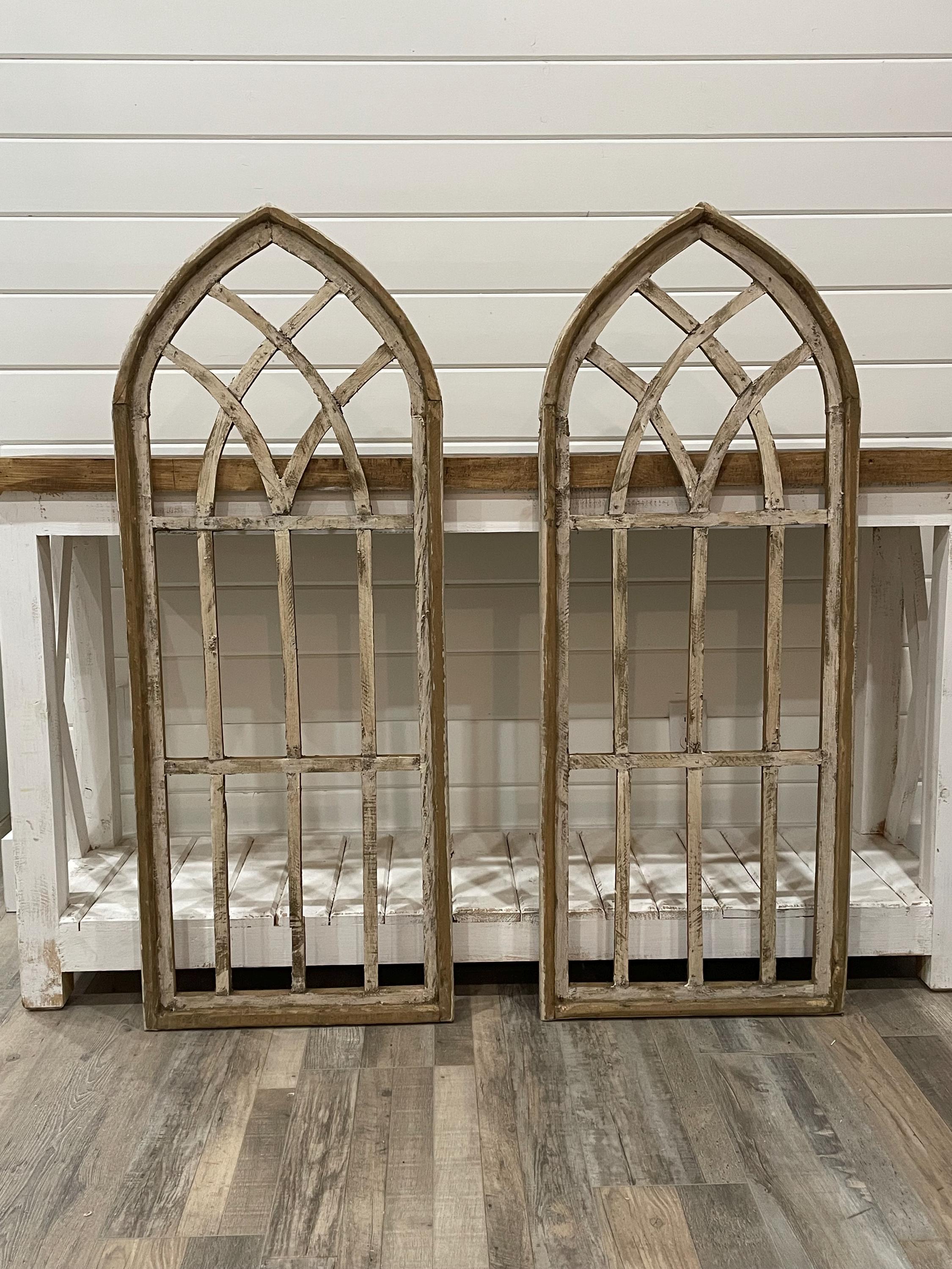 Large Rustic Farmhouse Distressed Wooden Windowpane Arch Wall Decor - Etsy