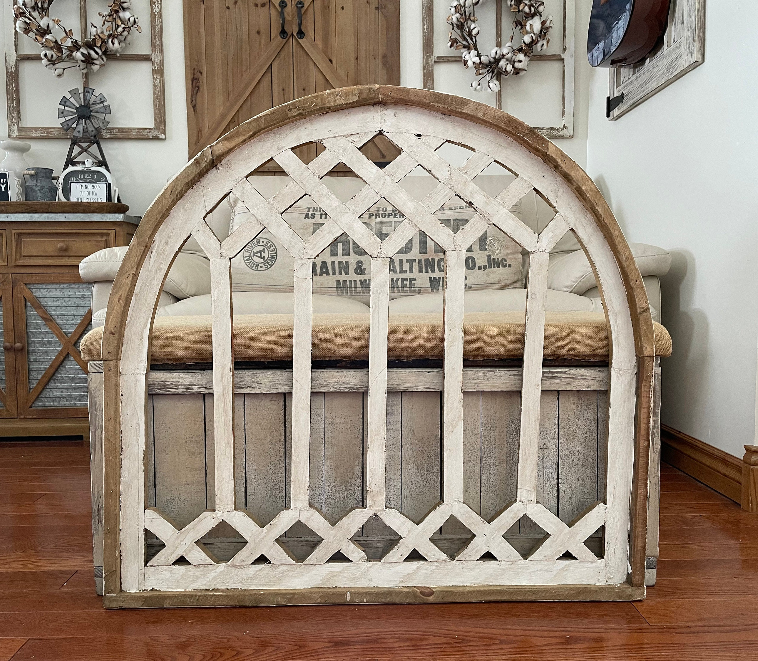 Large Rustic French Country Modern Farmhouse Cathedral Arch Wood
