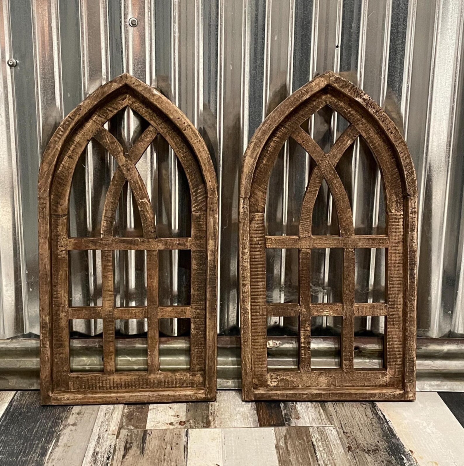 Modern Farmhouse Rustic French Country Cathedral Arch Wood Wall Decor