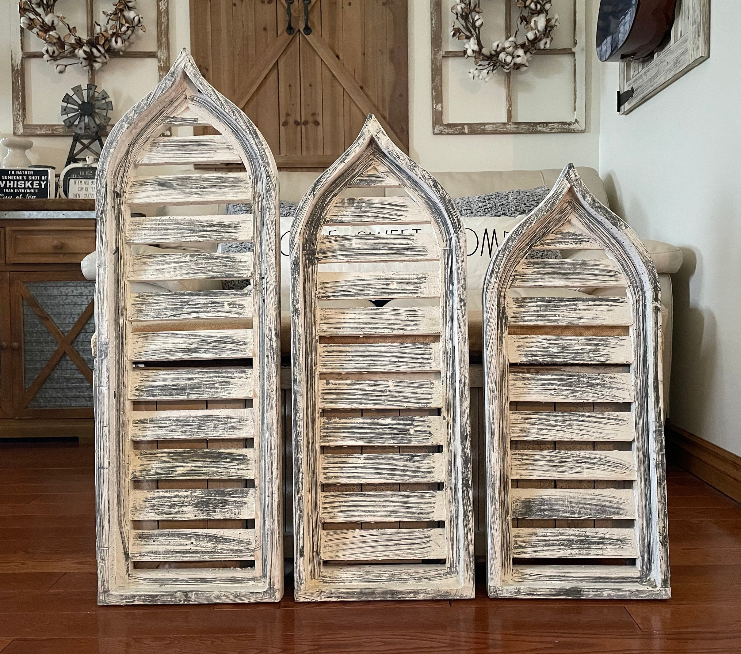 Coastal Beach Arch Shutter Style Distressed Wood Wall Decor - Etsy
