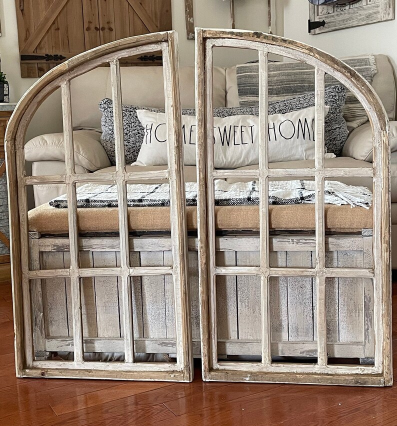 Large Rustic Farmhouse Cathedral Arch Wood Wall Decor Set of Two - Etsy