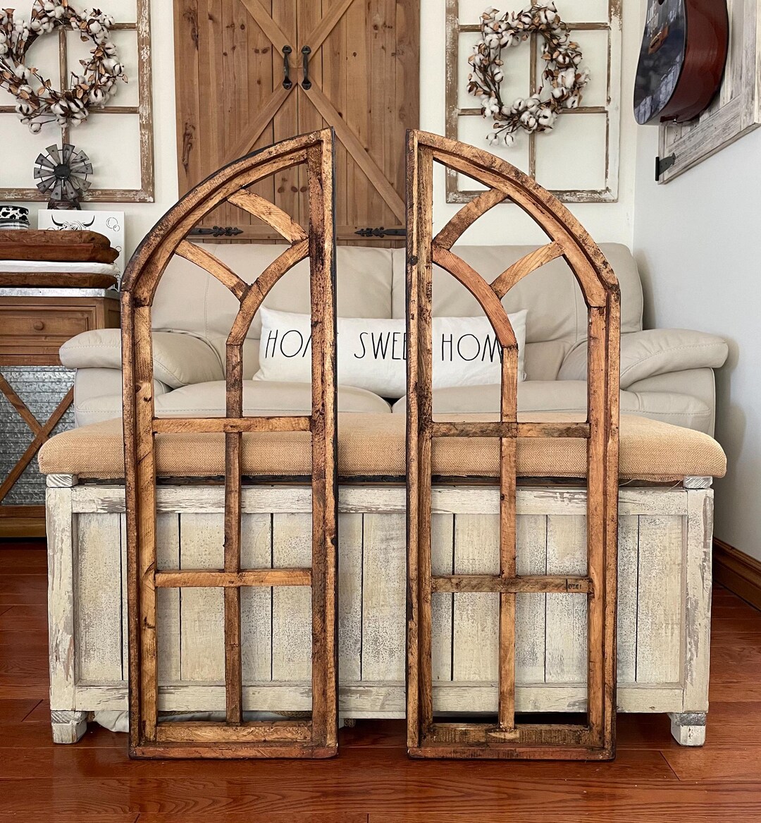 Large Rustic Boho Modern Farmhouse Cathedral Arch Wood Wall Decor Set