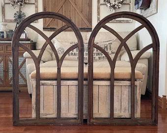 Extra Large Rustic Farmhouse Distressed Wood Cathedral Arch Wall Decor