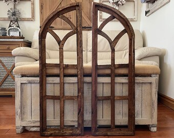 Large Rustic Boho Modern Farmhouse Cathedral Arch Wood Wall Decor Set Of Two