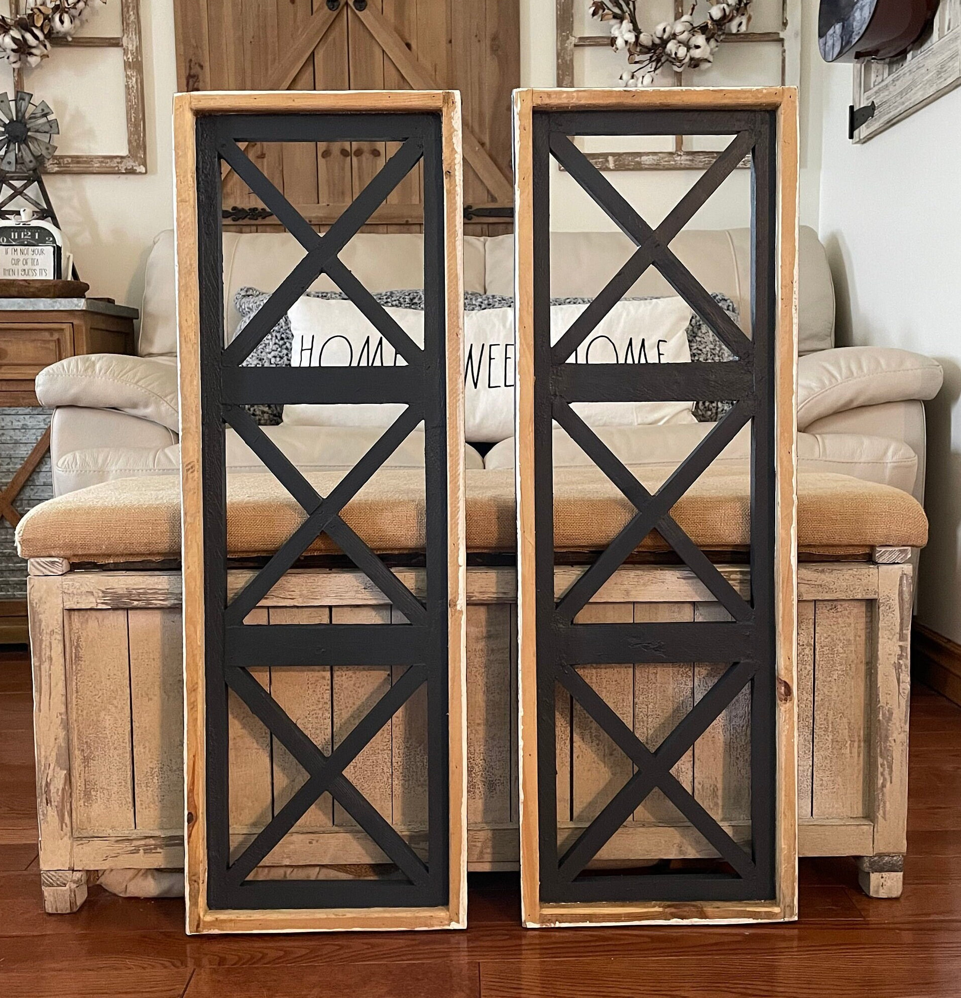 Rustic Farmhouse Wooden Windowpane Wall Decor - Etsy